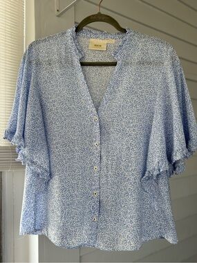 NWOT Anthropologie Maeve Pale Blue Speckled Blouse